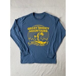 Love Our Parks Mens Medium Long Sleeve Shirt Blue Great Smoky Mountains Bear